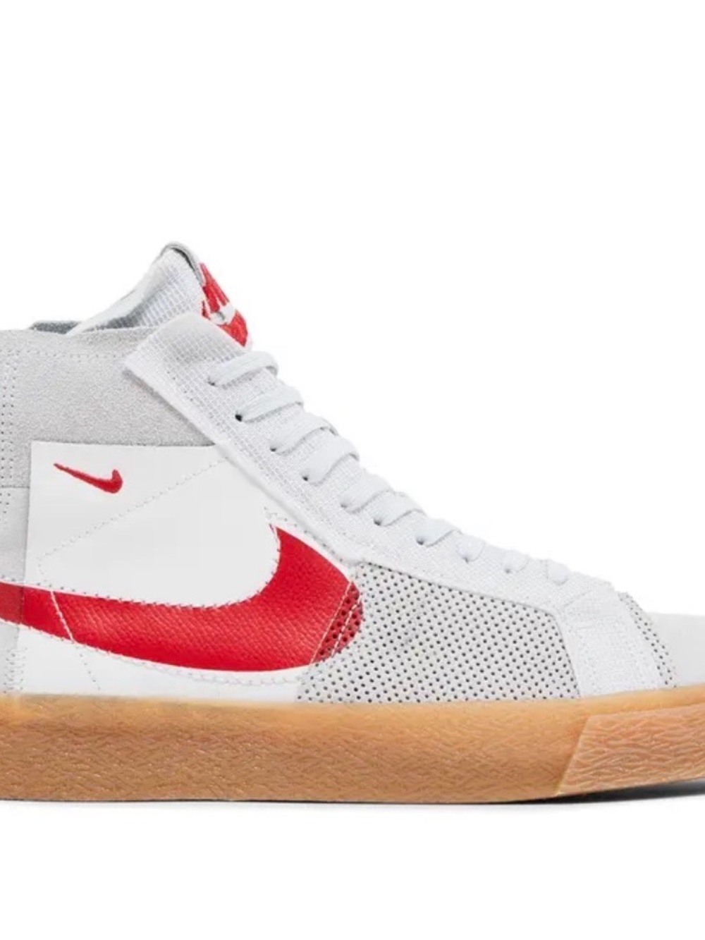 Nike Men’s SB Zoom Blazer White & Red Mid-Top Sneaker with Gum Sole